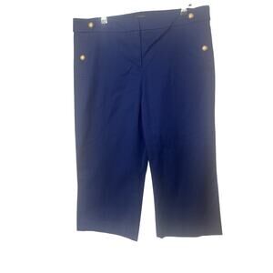 MWT Talbots Blue Cropped Wide Leg Gold Button Sailor Style Pants Petites Sz 16 P